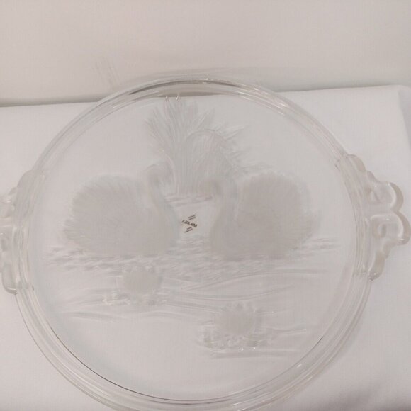 Mikasa Original Walther-Glas Crystal Swans 12" Serving Platter West Germany - Picture 5 of 8